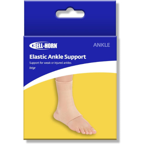 Elastic Ankle Support (Beige, Large) - Comfortable Support for Ankles (10 - 11.5" Circumference)
