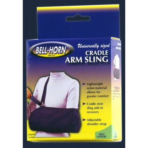 Cradle arm sling for adults, 17 inches long, providing secure arm support during recovery
