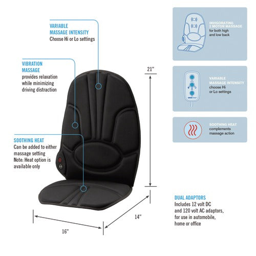 ObusForme Back and Seat Heated Massage Cushion Use for Home and Auto