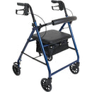 ProBasics Aluminum Rollator, Blue features adjustable handles and a durable aluminum frame. Moovkart