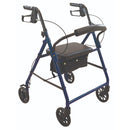 ProBasics Steel Rollator, Blue color mobility aid with reflective accents and storage under the seat. Moovkart