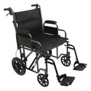ProBasics Bariatric Steel Transport Chair with 450 lbs capacity and 12-inch rear wheels. Moovkart