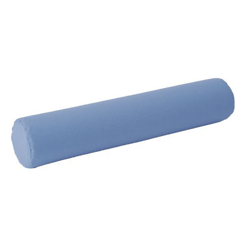 Blue cervical roll, 4x19 inches, for neck support.