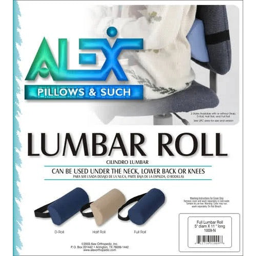 Alex Orthopedic Lumbar Roll Full-Firm, Navy With Strap
