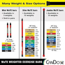 CanDo Slim WaTE Bar 5-Piece Set, Color-Coded Exercise Bars for Therapy and Strength Training