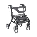 Drive Medical Nitro Sprint Rollator in black, lightweight and foldable rollator walker with ergonomic design and seat for enhanced mobility, Moovkart
