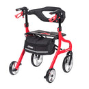 Drive Medical Nitro Sprint Rollator Walker, Foldable Mobility Aid with Seat and Storage, Red