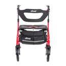 Drive Medical Nitro Sprint Rollator Walker, Foldable Mobility Aid with Seat and Storage, Red