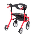 Drive Medical Nitro Sprint Rollator Walker, Foldable Mobility Aid with Seat and Storage, Red