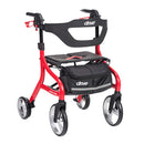 Drive Medical Nitro Sprint Rollator Walker, Foldable Mobility Aid with Seat and Storage, Red