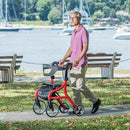 Drive Medical Nitro Sprint Rollator Walker, Foldable Mobility Aid with Seat and Storage, Red