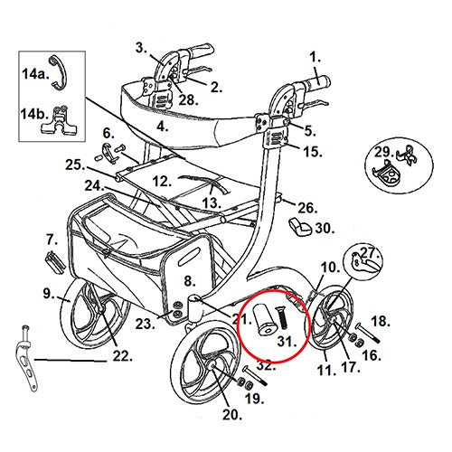 Drive Medical Cross Brace Screw & Insert for Nitro Rollators, ensures stability & secure function, Moovkart