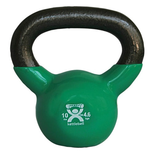 CanDo Vinyl Coated Kettlebell 10 lb Green – durable, ergonomic fitness and rehab kettlebell. Moovkart