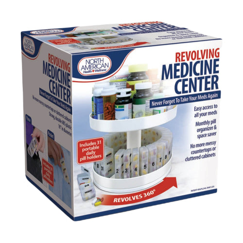 Revolving Medicine Center with 31Daily Pill Compartments