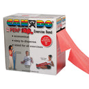 CanDo No Latex Exercise Band in red light resistance, ideal for physical therapy and light strength training, Moovkart