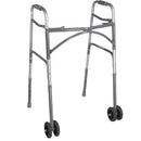 Drive Medical Two Button Bariatric Folding Walker with Wheels, Adult