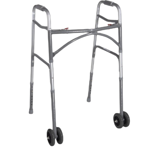 Bariatric Adult Folding Walker with Wheels Double Button