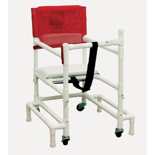 MJM International Walker PVC with adjustable arms, seat and safety outriggers, designed for enhanced stability, support and mobility. Moovkart