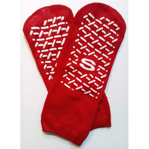 Medline Slipper Socks, Small, Red, Pair