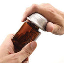 Dycem Non-Slip Pill Bottle Opener, silver, easy-grip design. Opens bottles effortlessly, ideal for arthritis or weak hands. Moovkart