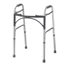 Drive Medical Easy Release Folding Walker features stable, height-adjustable design, U-shaped frame for enhanced clearance. Moovkart.