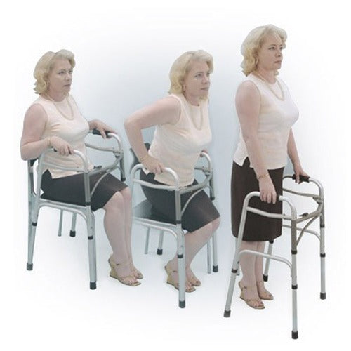 Drive Medical Easy Release 2-Button Folding Walker without Wheels, Adult