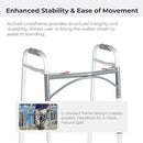 Drive Medical Easy Release 2 Button Folding Walker without Wheels, Adult, Lightweight Aluminum Frame