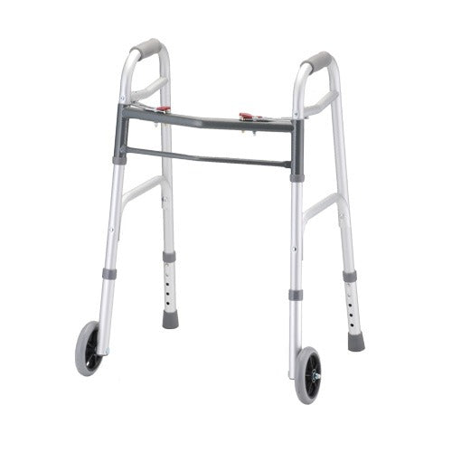 Marble Medical Easy-Release Youth Walker with 3-Inch Wheels, Lightweight frame for stability and easy mobility assistance. Moovkart
