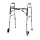 Drive Medical Deluxe Youth Folding Walker with 5-inch wheels and push-button mechanism for easy use. Moovkart