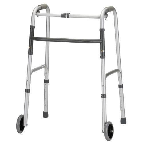 Folding Walker with 5 Inch Wheels Adult Case of 4