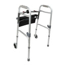 Roscoe Medical Walker Folded Compactly with Comfortable Seat and 5 Inches Wheels, Moovkart