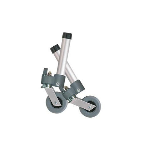 Drive Medical Combination Swivel and Fixed Wheels with Lock and Rear Glides, designed for enhanced walker stability and mobility.