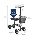 Drive Medical Steerable Knee Walker with Padded Leg Support and Adjustable Height for Indoor and Outdoor Mobility