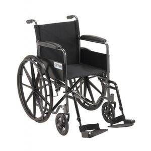 Drive Medical Wheelchair with Fixed Full Arms and Swing away Detachable Footrests, 18 Inches seat width