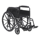 Side view of Drive Medical Wheelchair featuring 18-inch seat width, durable steel frame, and detachable footrests, Moovkart