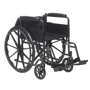 Drive Medical Wheelchair with Fixed Full Arms and Swing away Detachable Footrests, 18 Inches seat width Hover