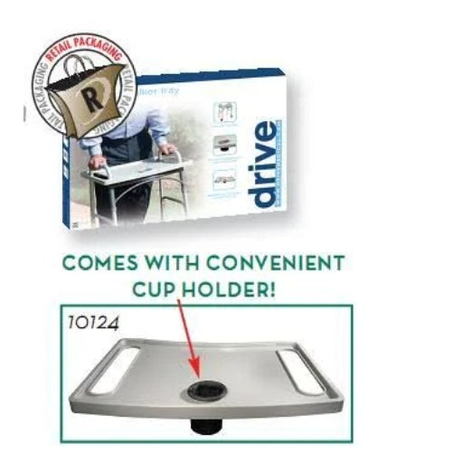 Drive Medical Walker Tray with Cup Holder, Gray, Universal