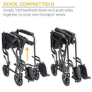 Drive Medical Steel Transport Wheelchair, Silver Vein Finish, 17 Inches