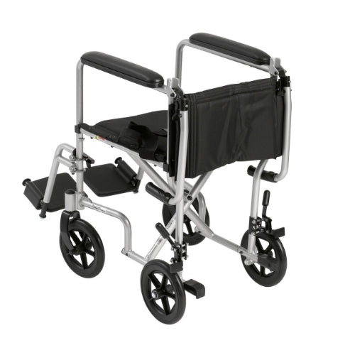 Drive Medical Transport Wheelchair 19 inch Height, Silver Vein Finish