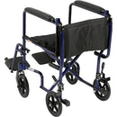 Drive Medical Lightweight Transport Wheelchair, Blue, 19 Inches Seat