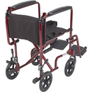 Drive Medical Lightweight Transport Wheelchair, Red, 19 Inches Seat Width