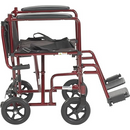 Drive Medical Lightweight Transport Wheelchair, Red, 19 Inches Seat Width