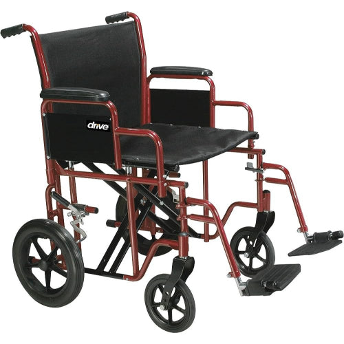 Transport Wheelchair Bariatric 22 Wide Red