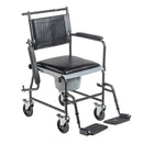 Drive Medical Drop-Arm Transport Wheelchair with Commode Opening, 17-Inch Seat, 350 lbs Capacity