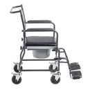 Drive Medical Drop-Arm Transport Wheelchair with Commode Opening, 17-Inch Seat, 350 lbs Capacity