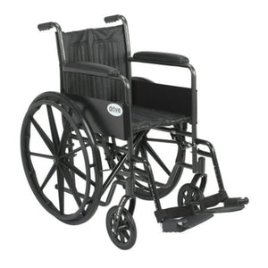 Drive Medical Wheelchair with Fixed Arms, Swing Away Foot Rests and Dual Axle K1/K2, 18 Inches