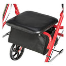 Drive Medical 4-Wheel Steel Rollator, Red with Basket and 7.5-Inch Wheels, 300 lbs Capacity