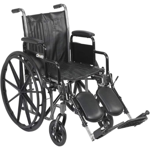 Drive Medical Silver Sport 2 Wheelchair with Fixed Arms and Elevating Leg Rests, 18 Inches Seat