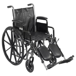 Drive Medical K1/K2 Wheelchair with Detachable Desk Arms and Elevating Leg Rests, 18 Inches, Silver Vein