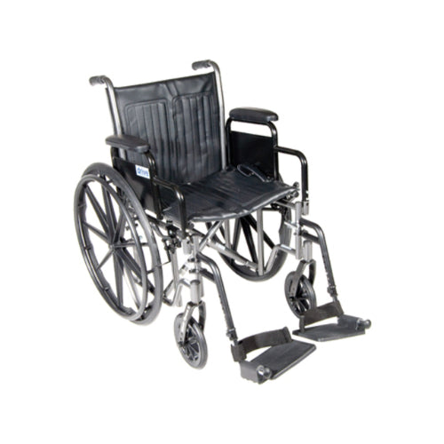 ProBasics Transport Wheelchair featuring detachable full arms, swing-away footrests, durable steel frame for easy use. Moovkart